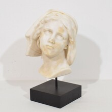 Hand carved white alabaster head, France circa 1850-1900