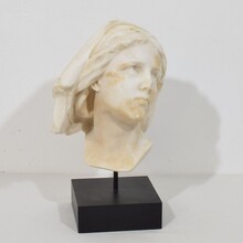 Hand carved white alabaster head, France circa 1850-1900