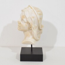 Hand carved white alabaster head, France circa 1850-1900