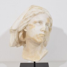 Hand carved white alabaster head, France circa 1850-1900
