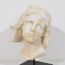Hand carved white alabaster head, France circa 1850-1900
