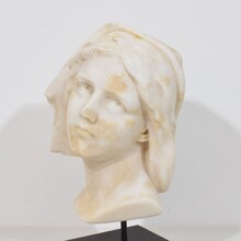 Hand carved white alabaster head, France circa 1850-1900