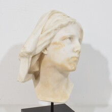 Hand carved white alabaster head, France circa 1850-1900