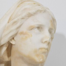 Hand carved white alabaster head, France circa 1850-1900
