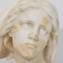 Hand carved white alabaster head, France circa 1850-1900