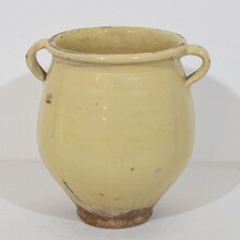 Yellow / cream glazed ceramic storage jar/ pot, France circa 1850-1900