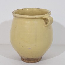 Yellow / cream glazed ceramic storage jar/ pot, France circa 1850-1900