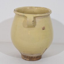 Yellow / cream glazed ceramic storage jar/ pot, France circa 1850-1900