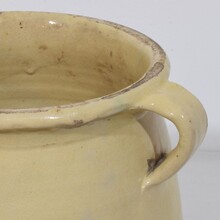 Yellow / cream glazed ceramic storage jar/ pot, France circa 1850-1900