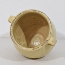 Yellow / cream glazed ceramic storage jar/ pot, France circa 1850-1900