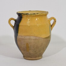 Yellow glazed ceramic confit jar/ pot, France circa 1850-1900