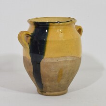 Yellow glazed ceramic confit jar/ pot, France circa 1850-1900