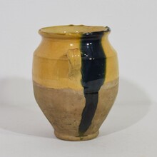 Yellow glazed ceramic confit jar/ pot, France circa 1850-1900