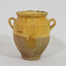 Yellow glazed ceramic confit jar/ pot, France circa 1850-1900