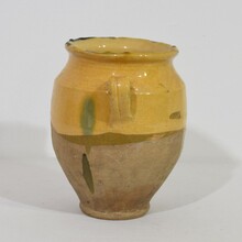 Yellow glazed ceramic confit jar/ pot, France circa 1850-1900