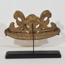 Carved giltwood ornament with winged angel head, France circa 1900