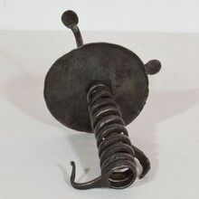 Couple hand forged iron rat de cave candleholders, France 18th century.