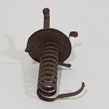 Couple forged iron rat de cave candleholders, France early 20th century