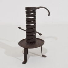 Couple forged iron rat de cave candleholders, France early 20th century