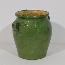 Green glazed ceramic confit jar, France circa 1850-1900