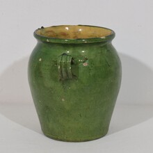 Green glazed ceramic confit jar, France circa 1850-1900