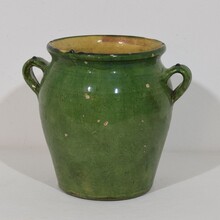 Green glazed ceramic confit jar, France circa 1850-1900