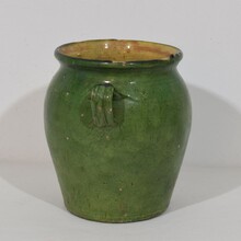 Green glazed ceramic confit jar, France circa 1850-1900