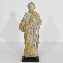 Neo gothic gilded metal saint statue, France circa 1880-1900