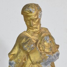 Neo Gothic gilded metal Saint statue, France circa 1880-1900