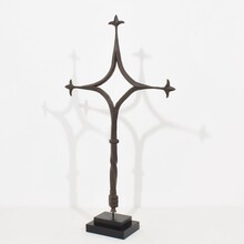 Gothic hand forged iron village cross, France circa 1450-1550