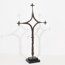 Gothic hand forged iron village cross, France circa 1450-1550