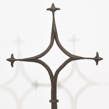 Gothic hand forged iron village cross, France circa 1450-1550