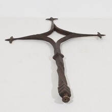 Gothic hand forged iron village cross, France circa 1450-1550