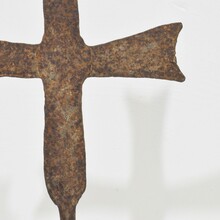 medieval gothic forged iron village cross, France circa 1450-1550