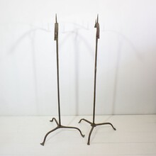 Pair hand forged iron candleholders, France circa 1650