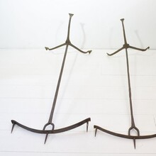 Pair hand forged iron candleholders, France circa 1650