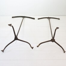 Pair hand forged iron candleholders, France circa 1650