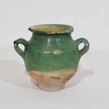 Small green glazed ceramic confit jar/pot, France circa 1850