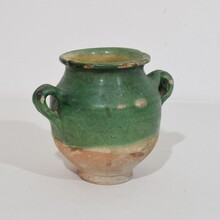 Small green glazed ceramic confit jar/pot, France circa 1850