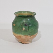 Small green glazed ceramic confit jar/pot, France circa 1850