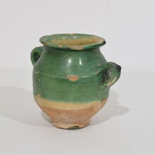 Small green glazed ceramic confit jar/pot, France circa 1850