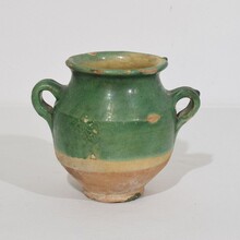 Small green glazed ceramic confit jar/pot, France circa 1850