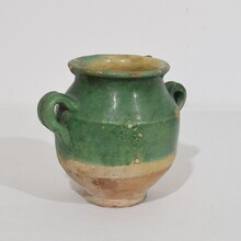 Small green glazed ceramic confit jar/pot, France circa 1850