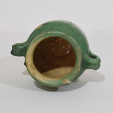 Small green glazed ceramic confit jar/pot, France circa 1850