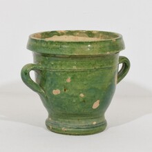 Small green glazed earthenware Castelnaudary planter, France circa 1850-1900