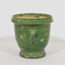 Small green glazed earthenware Castelnaudary planter, France circa 1850-1900