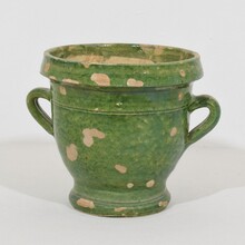 Small green glazed earthenware Castelnaudary planter, France circa 1850-1900