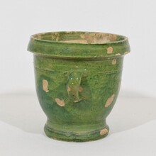 Small green glazed earthenware Castelnaudary planter, France circa 1850-1900