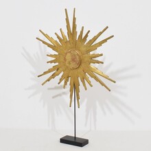 Gilded baroque style carved wooden sun, Italy circa 1800-1900