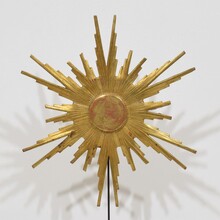 Gilded baroque style carved wooden sun, Italy circa 1800-1900